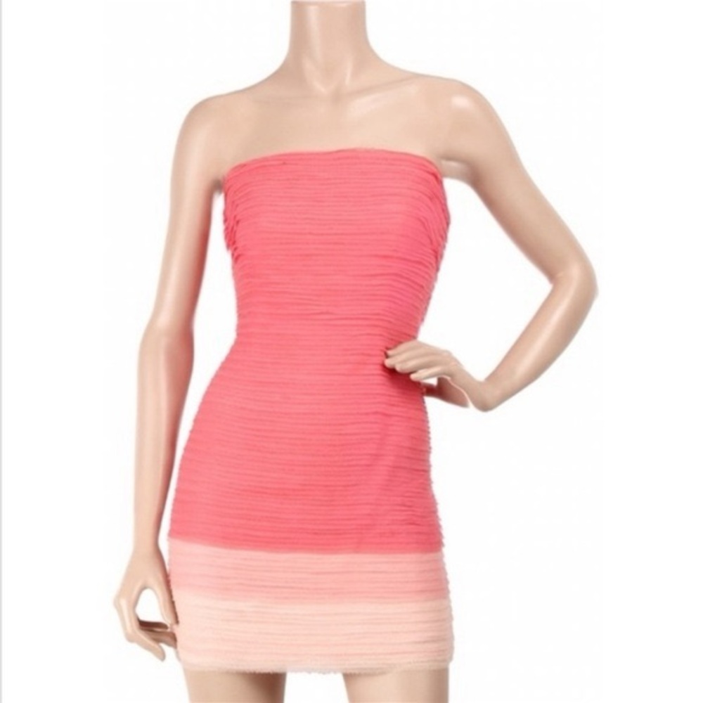Alice + Olivia Pink and Orange Strapless Dress